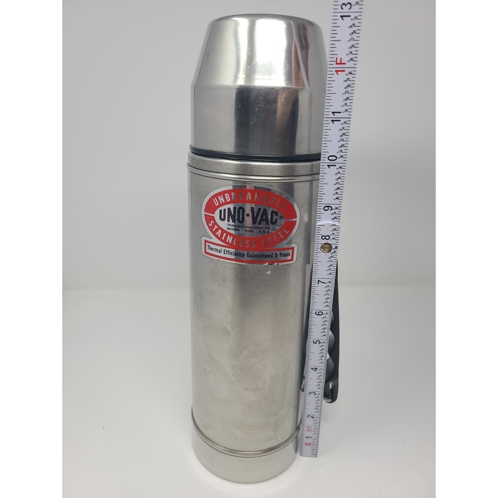 Vintage UNO-VAC Thermos Unbreakable Stainless Steel 64 Oz  Hot Cold USA
